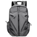 Zaino in nylon impermeabile grigio scuro con cerniera frontale e tasche laterali a rete - Grigio
