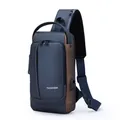 Dunkelblaue Anti-Diebstahl-Brusttasche mit USB-Ladeanschluss und integriertem Zahlenschloss - Blau