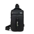 Vielseitige schwarze Oxford-Stoff-Brusttasche für Herren mit integriertem USB-Ladeanschluss - Stil 1 Schwarz
