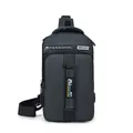 Men's black waterproof oxford fabric crossbody chest bag with multiple zipper compartments - Style 1 Gray