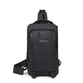 Men's versatile black Oxford cloth chest bag with adjustable strap and waterproof fabric - Style 2 Black