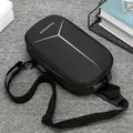 Black anti-theft sling bag with USB port and white minimalist FASHION print - Black