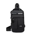 Versatile black oxford fabric chest bag for men with USB port and multiple pockets - Style 3 Black