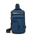 Blue waterproof oxford fabric men's chest bag with USB port and multiple zipper pockets - Style 3 Blue
