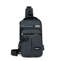 Dark gray multifunctional men's chest bag made of waterproof oxford fabric with USB port - Style 3 Gray