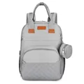Multifunctional foldable crib diaper bag in light gray with matching round pouch - Gray