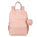 Pink multi-functional diaper backpack with quilted finish and matching coin purse - Pink