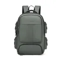 Men's dark greyish green multifunctional nylon travel backpack with multi-pocket design - Green