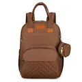 Sac à dos à langer multifonction marron foncé avec détails matelassés et design pliable - Brun Foncé
