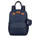 Sac à dos à langer multifonction bleu foncé avec matelassage en losanges et petit sac rond - Bleu