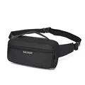 Tactical black nylon chest bag with adjustable strap and front zip pocket - Black
