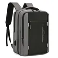 Grauer Business-Laptop-Rucksack mit USB-Ladeanschluss und Multi-Taschen-Design - Hellgrau