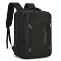 Schwarzer Business-Laptop-Rucksack mit USB-Ladeanschluss und Sicherheits-Reflektorstreifen - Schwarz