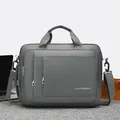 Maletín para portátil de negocios gris oscuro impermeable con asas y correa ajustable larga - Gris