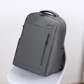 Dark grey business travel backpack with matte texture and durable side pockets - Gray