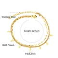 Detail der 18k vergoldeten zweilagigen Edelstahl-Fußkette mit Blitz-Anhängern - Doppellagiger Blitz (AN109901G)