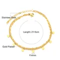 Detail der 18 Karat vergoldeten Edelstahl-Fußkette mit runden Scheiben und Karabinerverschluss - Doppellagige Glatte Scheibe (AN109501G)