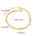 Detail der 18k vergoldeten Edelstahl-Fußkette mit Mondanhängern und verstellbarer Kette - Doppellagiger Mondsichel (AN109301G)