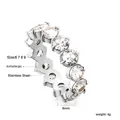 Eternity band ring in stainless steel with 6mm width and pavé zircon stones - US 6 / Silver/Clear