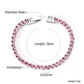Pulsera tennis de circonita rosa en acero inoxidable con dimensiones y especificaciones - Rosa-Base de Plata (BR26820FS)