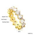 6mm gold-plated stainless steel eternity ring set with sparkling round cubic zirconia - US 6 / Gold/Clear