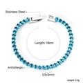 Detalle de la pulsera tenis de acero inoxidable de 18 cm con circonitas azules - Azul-Base de Plata (BR26820RS)