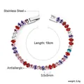 Detalles de la pulsera tennis de acero inoxidable chapada en oro 18k con piedras de colores - Multicolor-Base de Plata (BR26820MS)