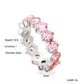 Luxe 18k silver stainless steel eternity ring featuring 6mm pink zircon gemstones - US 6 / Silver Plated Pink Zirconia