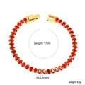 Detalle de pulsera tennis bañada en oro de 18k con circonitas rojas y largo de 17cm - Rojo-Base de Oro (BR26820EG)
