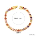 Detalle de pulsera tennis de 17cm bañada en oro 18k con circonitas de colores 5x3,5mm - Multicolor-Base de Oro (BR26820MG)