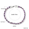 Detail of 18cm gold plated stainless steel tennis bracelet with purple rectangle zircons - 18cm / Purple Rectangular Style (BR26840CS)