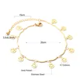 Detail der 18k vergoldeten Edelstahl-Fußkette mit lächelnden Gesichtsanhängern - Smiley-Disc-Stil (AN105701G)