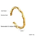 18k gold plated adjustable bamboo textured stainless steel ring with 2.3mm band width - Bamboo Joint Fashion Style (RI135901G)