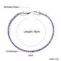 2mm silver stainless steel tennis bracelet with purple zircons and 18cm length - Silver Purple Round Style (BR26832CS)