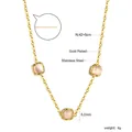 Gold plated stainless steel necklace featuring square opal stones and adjustable chain - Opal White Cat's Eye Necklace (NE2B150AG)