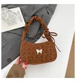 Braune Hobo-Tasche mit Leopardenmuster, gerafftem Griff und Metall-Schmetterlingsschließe - Braun