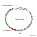 Rainbow zirconia tennis bracelet in stainless steel, 18cm hypoallergenic jewelry - Silver Multicolor Round Style (BR26833MS)