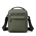 Army green casual men shoulder bag in durable oxford fabric with multiple zip pockets - Green
