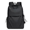 Grand sac à dos noir pour ordinateur portable en nylon avec plusieurs compartiments zippés - Noir