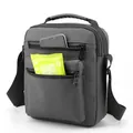 Deep grey waterproof oxford cloth crossbody bag with multi-zipper compartments and top handle - Gray