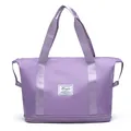 Large lavender travel tote bag in waterproof nylon with double layer expansion feature - Light Purple
