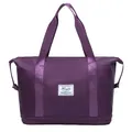 Deep purple expandable large capacity travel bag with waterproof nylon fabric and logo - Deep purple