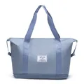 Light blue water-resistant travel duffel bag with bottom expansion and dual handles - Light Blue