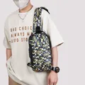 Mens anti-theft camouflage crossbody bag with security lock for outdoor sports - Yellow Camo