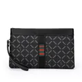 Herren Business-Umschlagtasche aus Leder mit klassischem gestreiftem Webband-Dekor - Schwarz