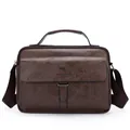 Herren Vintage Aktentasche in Dunkelbraun mit Känguru-Logo und abnehmbarem Schultergurt - Braun