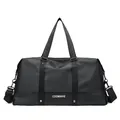 Large black waterproof sports bag for fitness and travel with wet dry separation design - Black