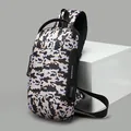 Men's large capacity camouflage sling bag with USB port for outdoor sports - Pink Purple Camouflage