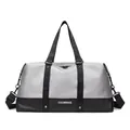 Multifunctional grey and black duffle bag with COOMIKKE logo for fitness and travel - Gray