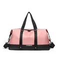 Light pink and black large capacity sports bag with dry wet separation and shoulder strap - Pink